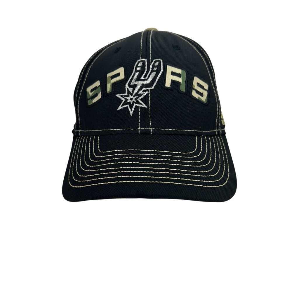 San Antonio Spurs Hat Cap Fitted One Size Black NBA Basketball Camouflage Adidas